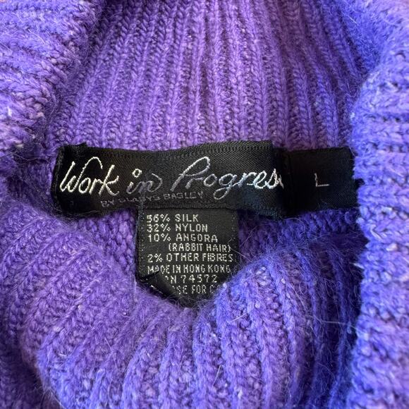 Work In Progress Gladys Badley Vintage Sequin Beaded Silk Angora Sweater Sz L - Picture 3 of 6